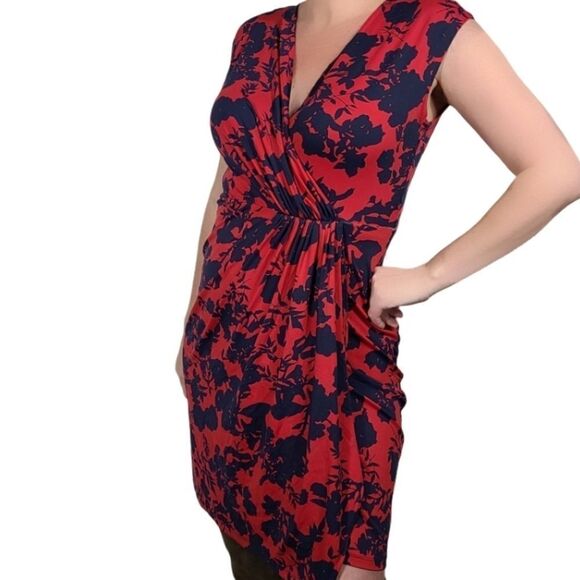 Michael Kors Red and Black Floral Midi Dress - Picture 1 of 10